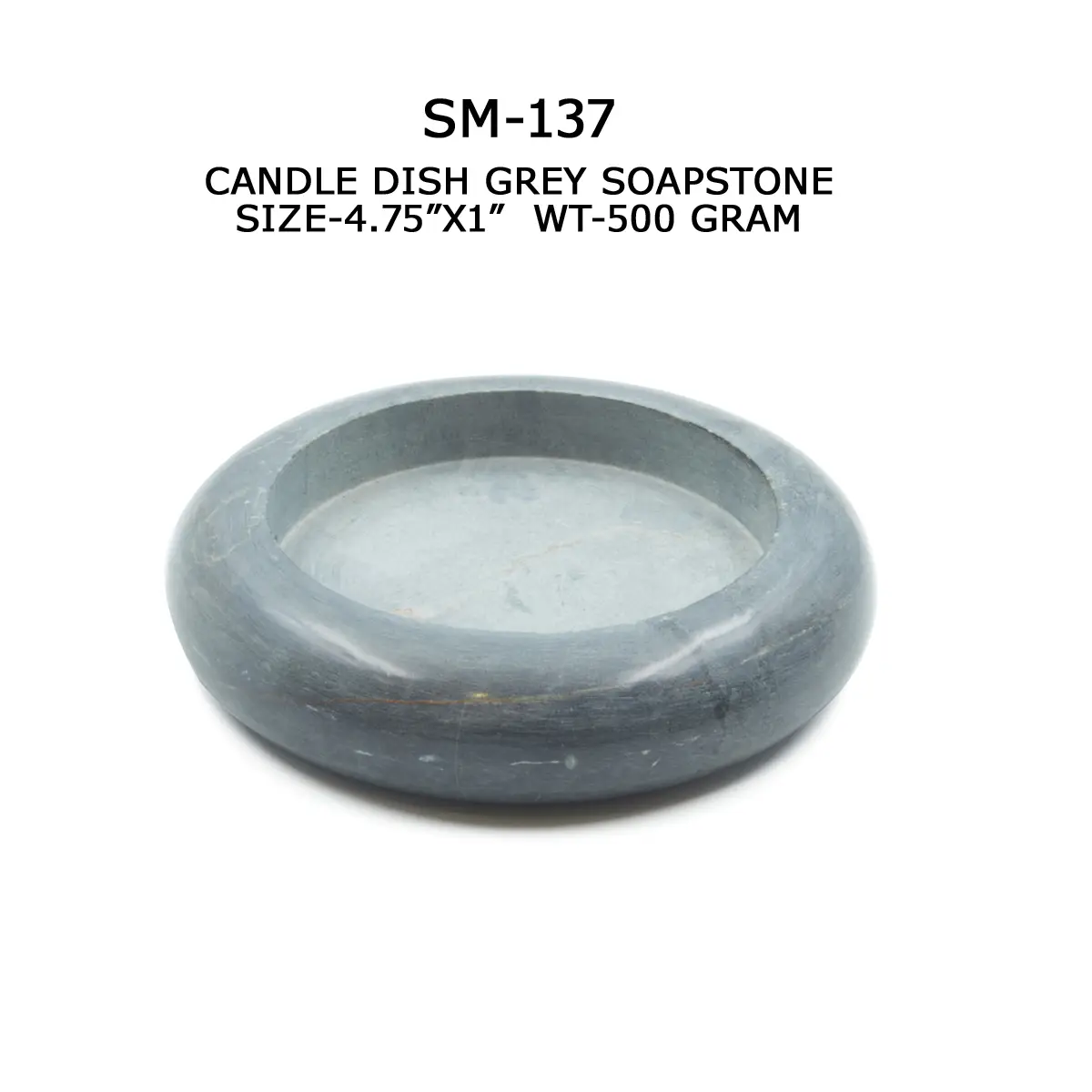 CANDLE DISH GREY SOAPSTONE